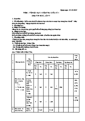 Giáo án Tin học Lớp 7 (Sách Cánh Diều) - Tiết 8 Kiểm tra giữa kì I - Năm học 2022-2023 (Có đáp án)